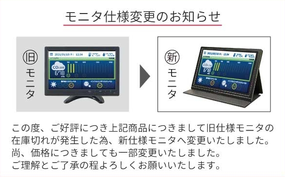 モニタセットの仕様変更について